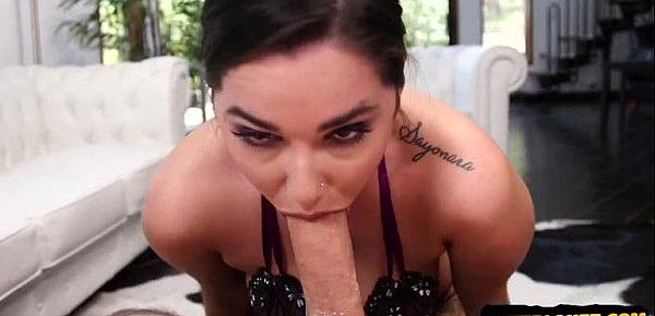  Brunette girl face fuck with facial